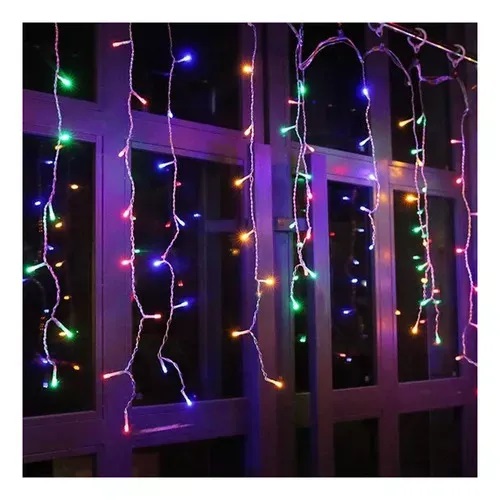 Cascata com 150 LEDs Colorido 8 funções 3 metros 127V.