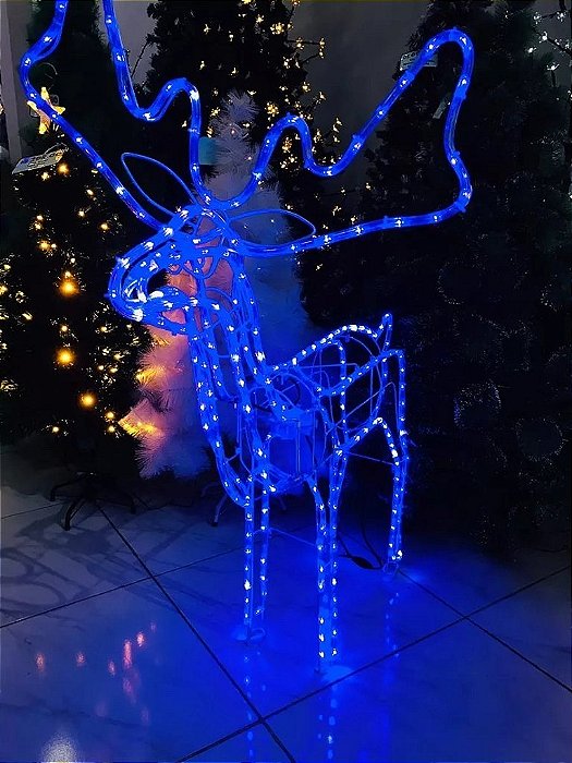 Armação Rena macho médio LED Azul com movimento 220V IP44 uso externo.