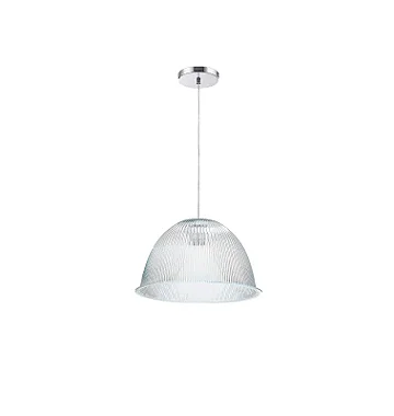 Luminária prismática pendente 16 polegadas cabo PP Incolor E-27.