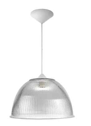 Luminária prismática pendente 22 polegadas cabo PP branco E-27.