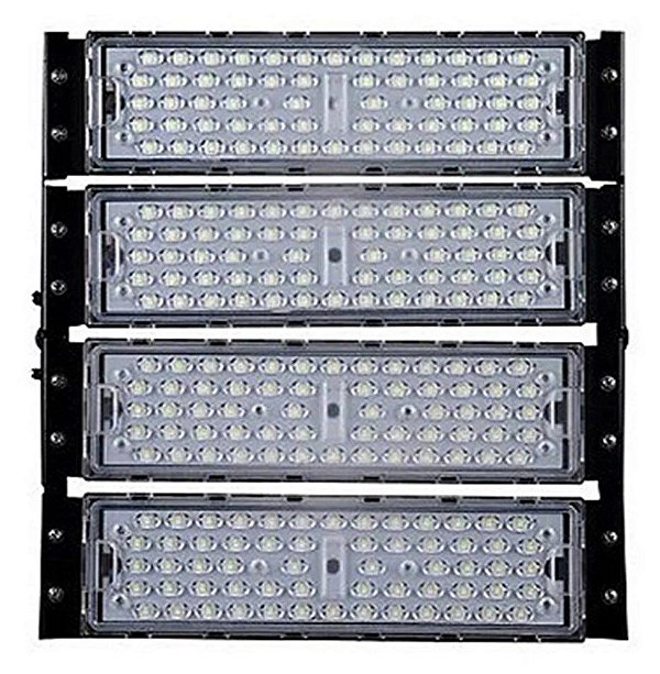 Refletor Industrial holofote modular LED 200W 6500K branco frio IP67.