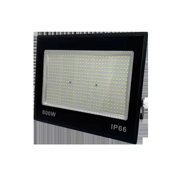 Refletor LED compacto 800W 6500K preto SMD IP66 bivolt.