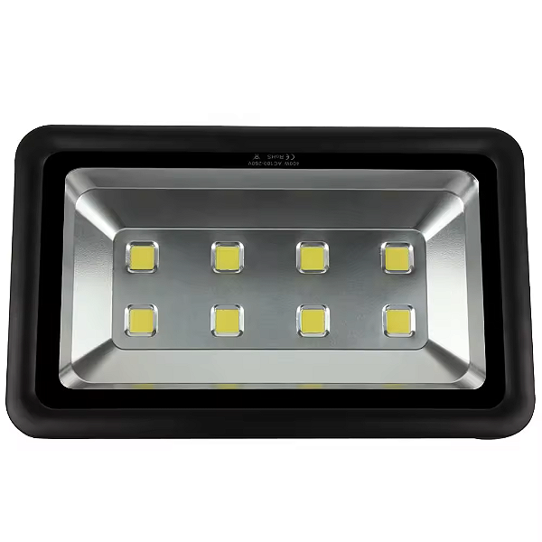 Refletor LED COB 400W Preto 6500K branco frio IP66 bivolt.