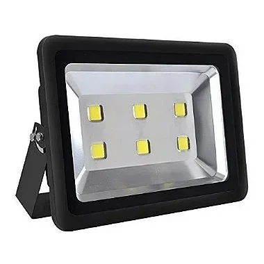 Refletor holofote LED COB 300w preto 3000K branco quente IP66.