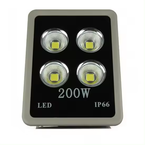 Refletor holofote LED Ultra COB Cinza 200w 3000K a prova d'água IP66.