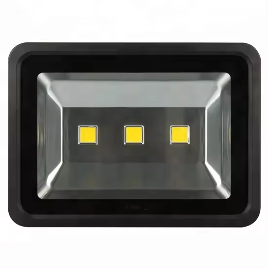 Refletor Preto LED COB 150W 3000K branco quente IP66 bivolt.