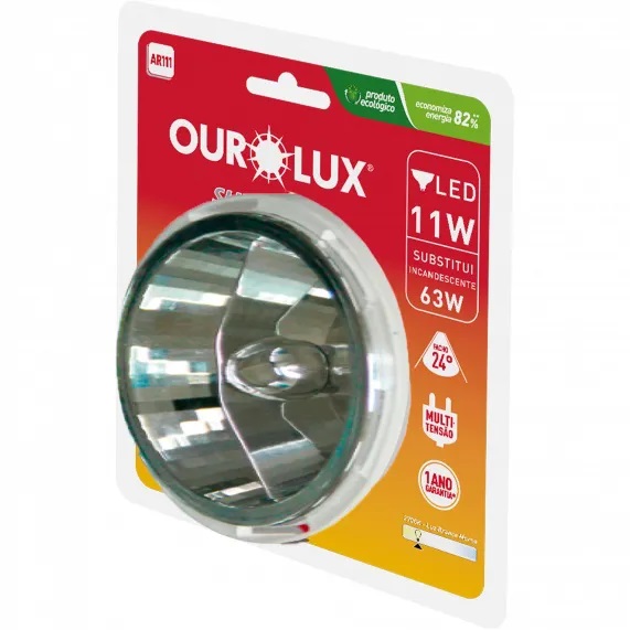 Lâmpada Superled AR111 11W bivolt GU10 2700K 24°.