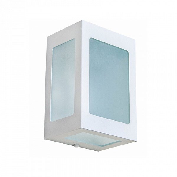 Arandela de Parede Gênova Quadrado 5 Vidros externo 18x12,5x9cm Alumínio e Vidro Branco.