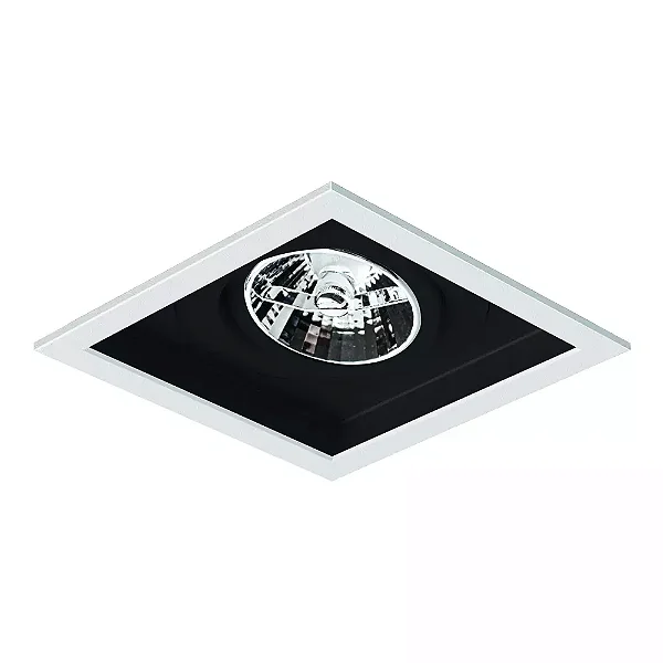 Embutido borda fina preto e branco fosco Sura Quadrado AR70 14,5x14,5x9,5cm Alumínio.