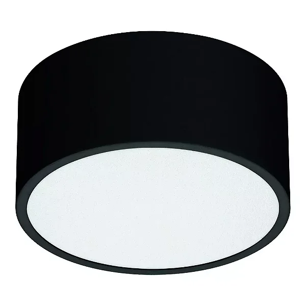 Plafon preto fosco de Sobrepor Ideia Redondo Ø19x9cm Alumínio.