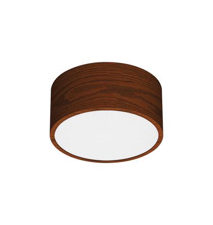 Plafon amadeirado de Sobrepor Ideia Redondo Ø19x9cm Alumínio.