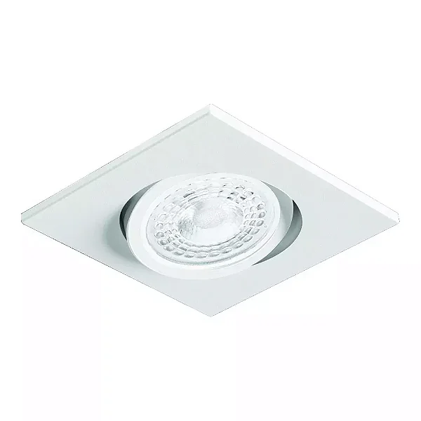 Spot de Embutir Branco Fosco Nuru Quadrado Facho Orientável Dicroica PAR16 8,6x8,6x6,7cm Alumínio.