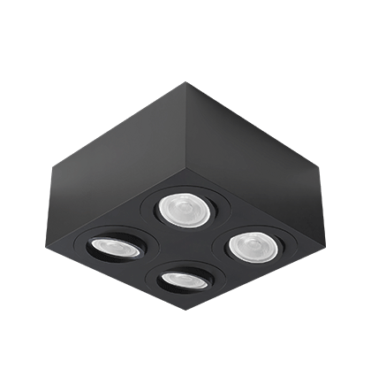 Spot de Sobrepor Preto Fosco Sura Face Plana Quadrado PAR20 12,3x25,1x25,1cm Alumínio.
