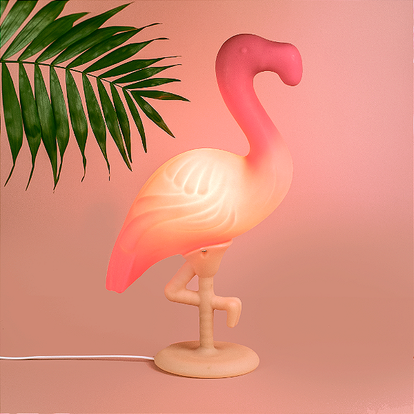 Luminária Flamingo 49x34x13cm Polietileno Rosa.