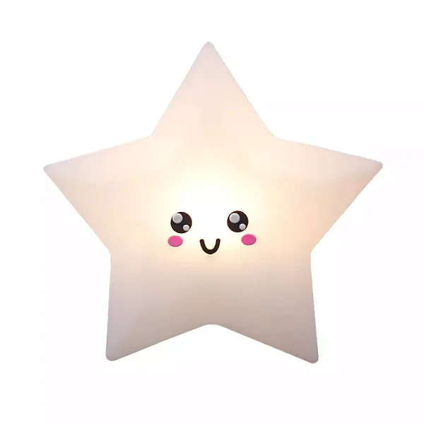 Luminária Estrela Kawaii 32,5x32,5x10cm Polietileno Branco.