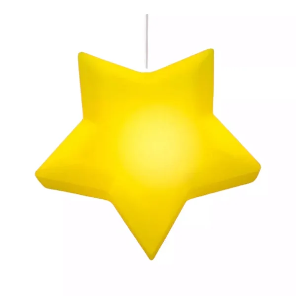 Pendente Estrela 32,5x32,5x10cm Polietileno Amarelo.
