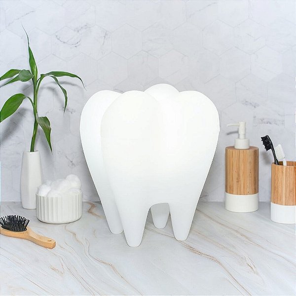 Luminária Dente 28x18x18cm Polietileno Branco.