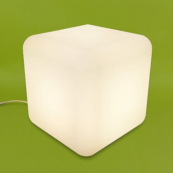 Luminária Puff Iluminado Cubo de Luz 44x42x42cm Polietileno Branco.