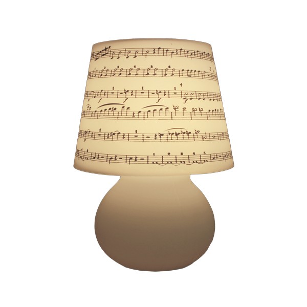 Abajur Micro Lampe Música 23x19x12cm Polietileno Branco e Preto.