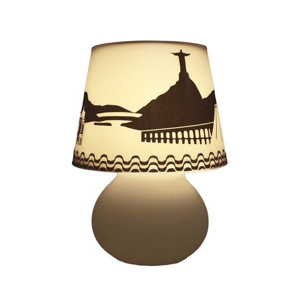 Abajur Micro Lampe Rio 23x19x12cm Polietileno Branco e Preto.