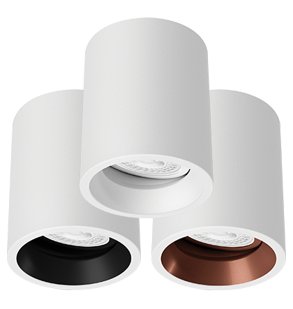 Acessório Nya Redondo Suporte de Sobrepor Para Spots de Embutir Alumínio Branco Fosco Microtexturizado.