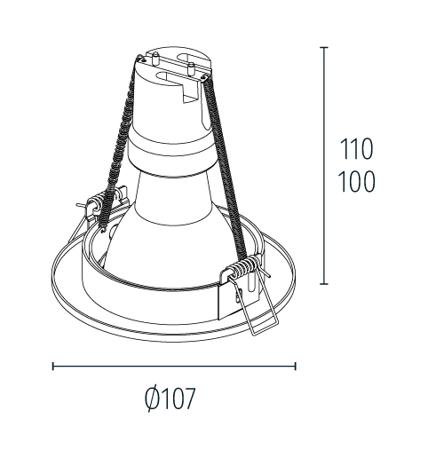 Spot de Embutir Nuru Redondo Facho Orientável AR111 Ø14,5x8cm Alumínio Prata Acetinado.