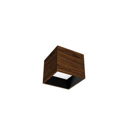 Spot de Sobrepor LED Dhari Quadrado Recuado 5000K 9,1W Bivolt 12,2x12,2x11cm Corpo Amadeirado e Refletor Preto Acetinado.