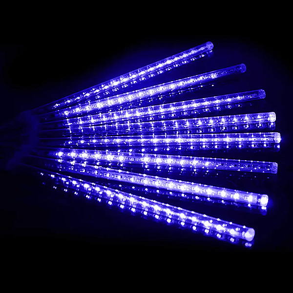 8 Tubos snowfall 384 super Leds azul dupla face 50cm (3528) uso externo IP44 bivolt.