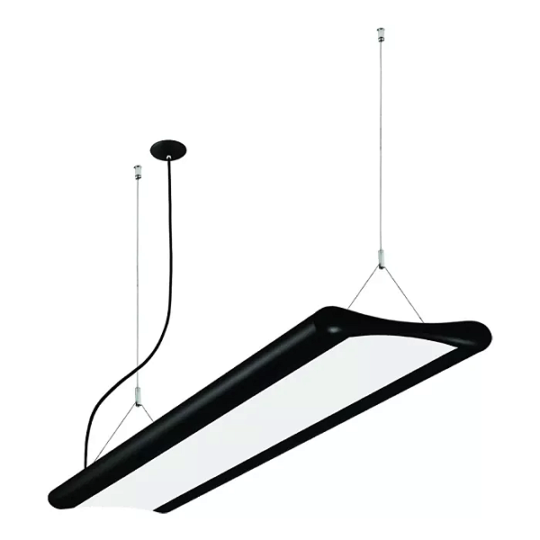 Pendente LED Jasiri Linear Iluminação direta e indireta 3000K 73W Bivolt 115,5x25x4cm Alumínio Preto Brilhante.