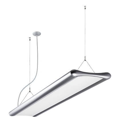 Pendente LED Jasiri Linear Iluminação direta e indireta 3000K 73W Bivolt 115,5x25x4cm Alumínio Prata Acetinado.