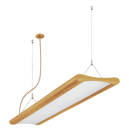 Pendente LED Jasiri Linear Iluminação direta e indireta 3000K 73W Bivolt 115,5x25x4cm Alumínio Amadeirado Miti.