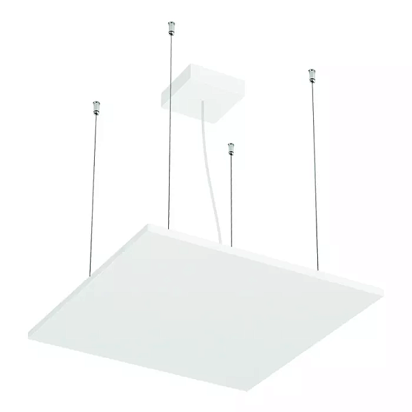 Pendente LED Eneza Quadrado Luz Indireta 3000K 37,2W Bivolt 50x50cm Alumínio Branco Fosco.