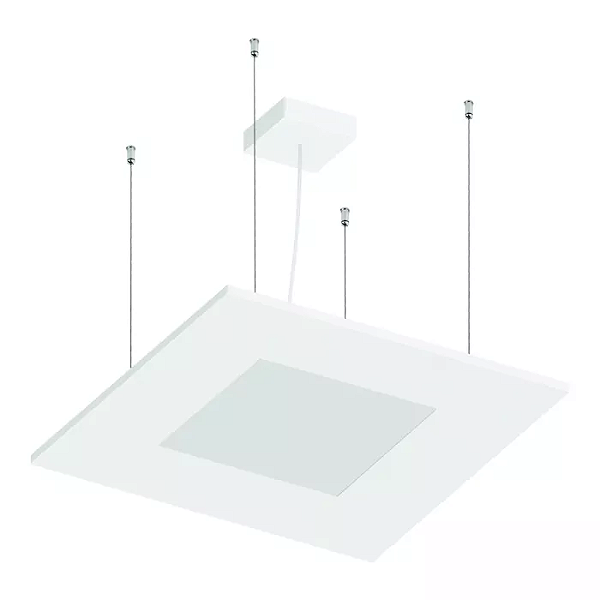 Pendente LED Eneza Quadrado Luz Indireta 2700K 58,8W Bivolt 60x60cm Alumínio Branco Fosco.
