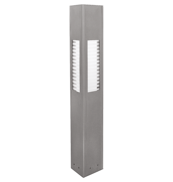 Poste Balizador LED Uzuri Triangular Externo 3000K 8W Bivolt 100x20,1x20,1cm Alumínio Prata Fosco e Vidro.
