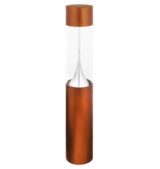 Poste Balizador LED Zio Cilíndrico Externo 5000K 8W Bivolt 100xØ15,3cm Alumínio Cobre Clássico e Acrílico.