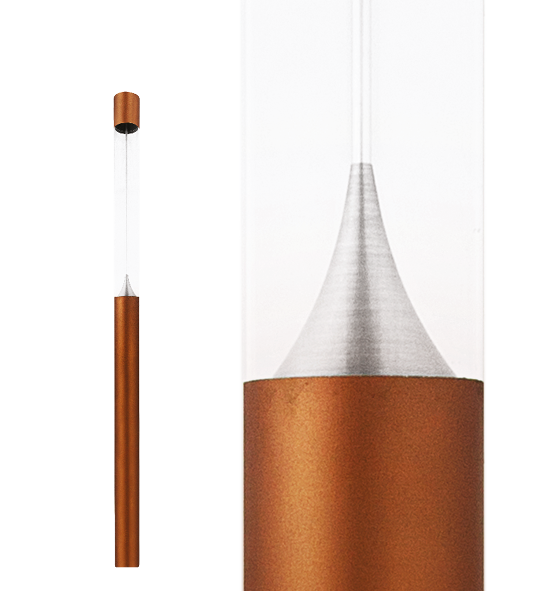 Poste de Luz LED Zio Cilíndrico Externo 5000K 16W Bivolt 300xØ15,3cm Alumínio Cobre Clássico e Acrílico.