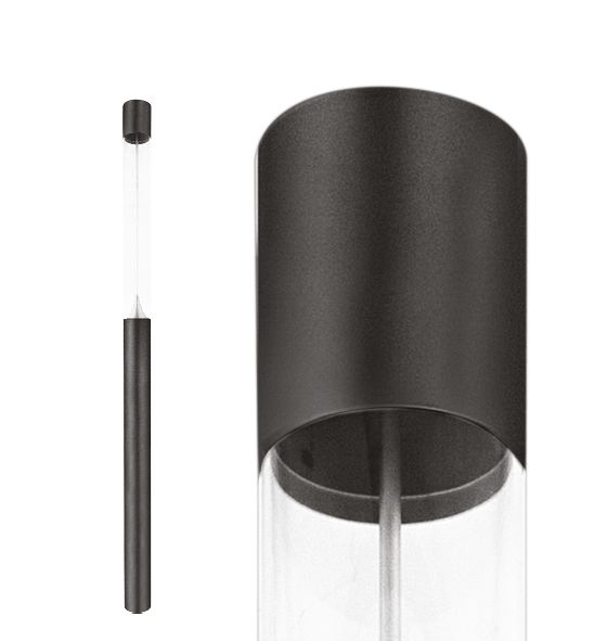 Poste de Luz LED Zio Cilíndrico Externo 3000K 16W Bivolt 300xØ15,3cm Alumínio Preto Fosco e Acrílico.
