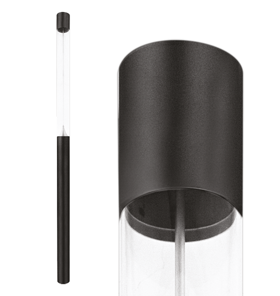 Poste de Luz LED Zio Cilíndrico Externo 5000K 46,5W Bivolt 400xØ15,3cm Alumínio Preto Fosco e Acrílico.
