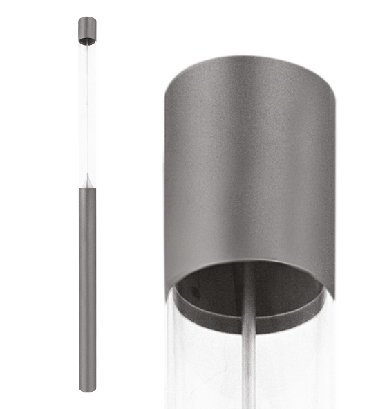 Poste de Luz LED Zio Cilíndrico Externo 2700K 46,5W Bivolt 400xØ15,3cm Alumínio Prata Fosco e Acrílico.