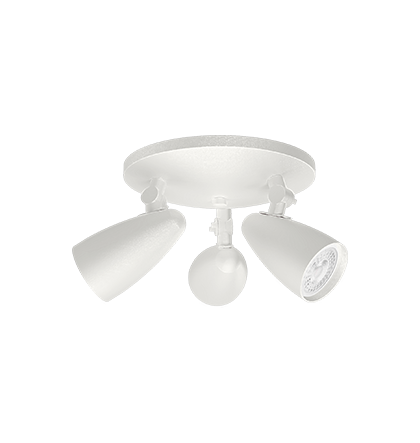 Spot de Sobrepor Ideia Dicroica 3xPAR16 23,4x16,2x12,0cm Alumínio Branco Fosco com canopla teto.