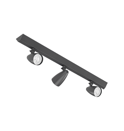 Spot de Sobrepor Ideia Dicroica 3xPAR16 14,0x56,3x12,8cm Alumínio Preto Fosco.