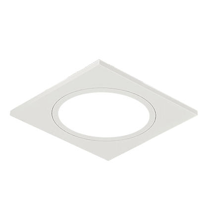 Máscara Embutir Quadrada Face Plana 7,3x7,3cm Alumínio Branco Fosco.