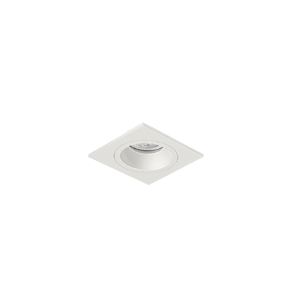 Luminária de Embutir Quadrada Face Plana 7,3x7,3x7,4cm facho orientável 1x Mini dicróica LED base GU10 Alumínio Branco fosco.