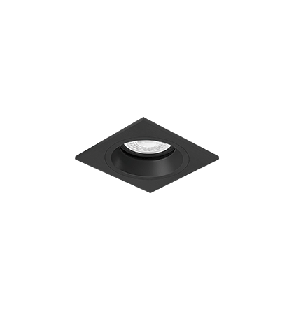 Luminária de Embutir Quadrada Face Plana 9x9x8,5cm facho orientável 1x Dicróica LED base GU10 Alumínio Preto fosco.