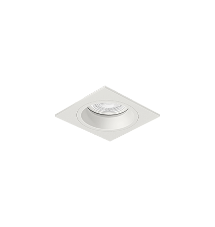 Luminária de Embutir Quadrada Face Plana 9x9x8,5cm facho orientável 1x Dicróica LED base GU10 Alumínio Branco fosco.