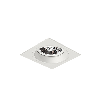 Luminária de Embutir Quadrada Face Plana 11x11x9,6cm facho orientável 1x AR70 Led Alumínio Branco fosco.
