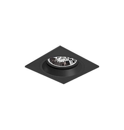 Luminária de Embutir Quadrada Face Plana 11x11x9,6cm facho orientável 1x AR70 Led Alumínio Preto fosco.