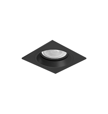 Luminária de Embutir Quadrada Face Plana 11x11x12,7cm facho orientável 1x PAR20 Led Alumínio Preto fosco.