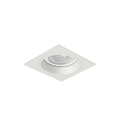 Luminária de Embutir Quadrada Face Plana 11x11x12,7cm facho orientável 1x PAR20 Led Alumínio Branco fosco.