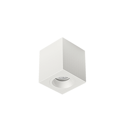 Luminária de Sobrepor Quadrada Facho orientável 7,3x7,3x8,5cm 1x Mini dicróica LED base GU10 Alumínio Branco fosco.